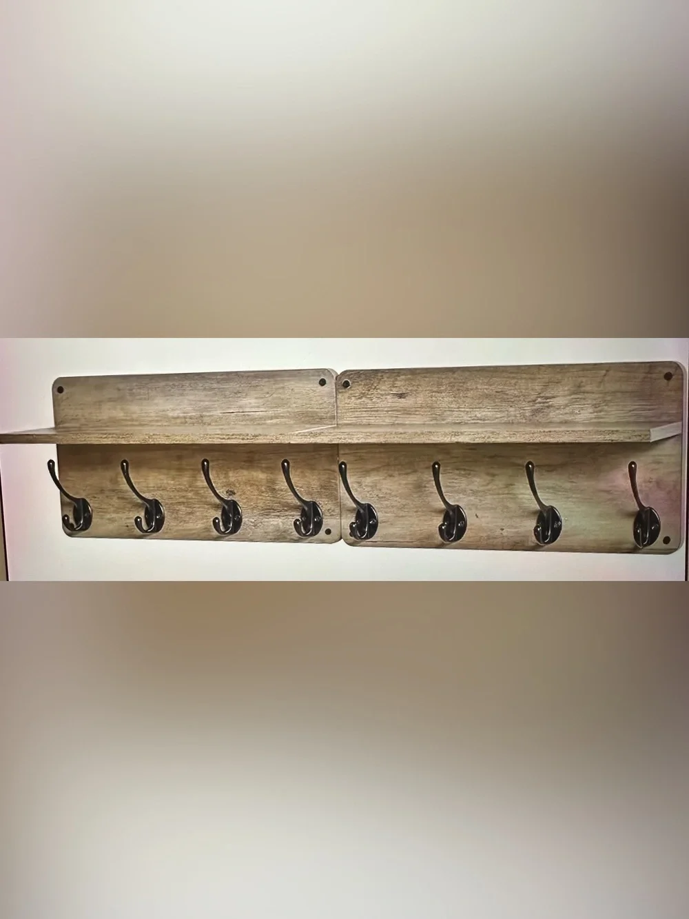 Coat Rack Shelf with 8 Hooks - Floating Shelves